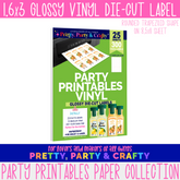 1.6x3 GLOSSY PARTY PRINTABLES VINYL DIE-CUT LABELS - 8oz juice